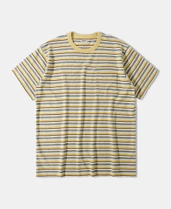 Outlet Hemp Organic Cotton Blend Stripe T-Shirt - Yellow Short Sleeve T-Shirts | T-shirts