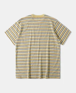 Outlet Hemp Organic Cotton Blend Stripe T-Shirt - Yellow Short Sleeve T-Shirts | T-shirts