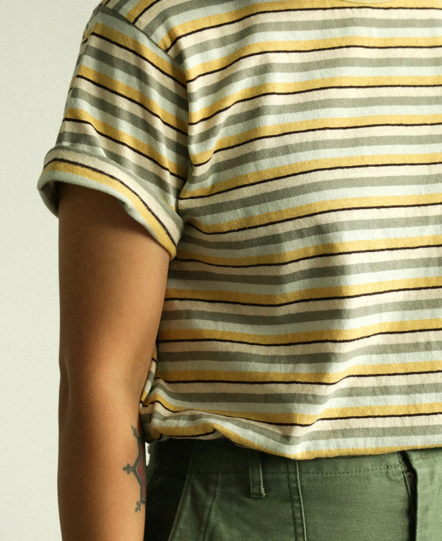 Outlet Hemp Organic Cotton Blend Stripe T-Shirt - Yellow Short Sleeve T-Shirts | T-shirts