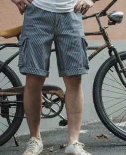 Discount Hickory Stripe Cotton Cargo Shorts Shorts
