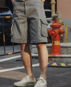 Discount Hickory Stripe Cotton Cargo Shorts Shorts