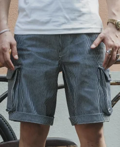 Discount Hickory Stripe Cotton Cargo Shorts Shorts