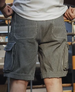 Discount Hickory Stripe Cotton Cargo Shorts Shorts