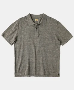 Discount High-low Hem Slub Cotton Polo Shirt - Gray Brown Polo Shirts | Short Sleeve T-Shirts