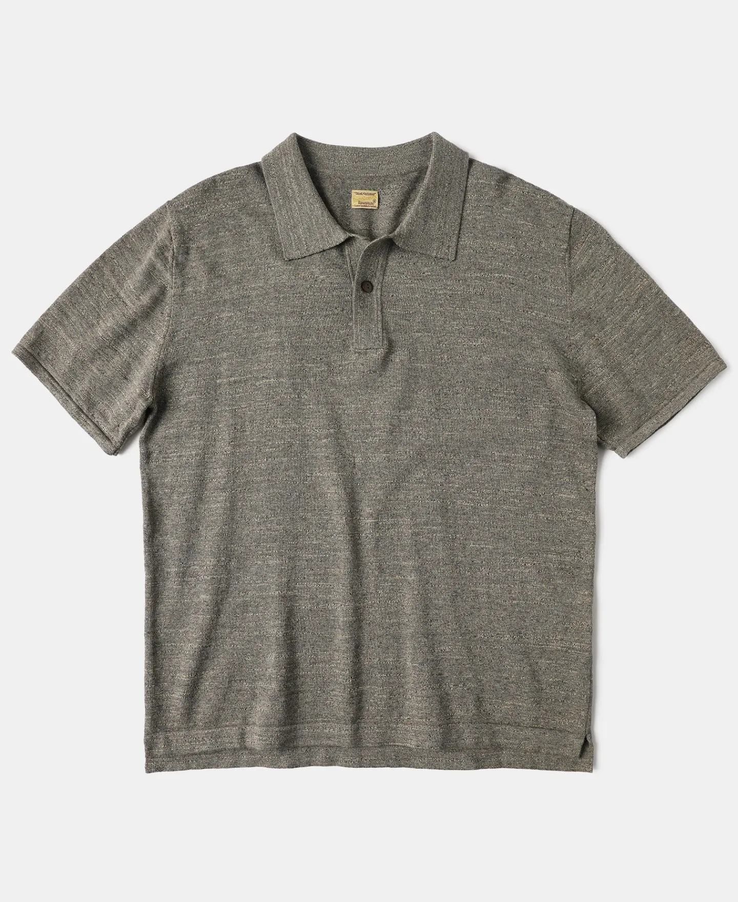Discount High-low Hem Slub Cotton Polo Shirt - Gray Brown Polo Shirts | Short Sleeve T-Shirts