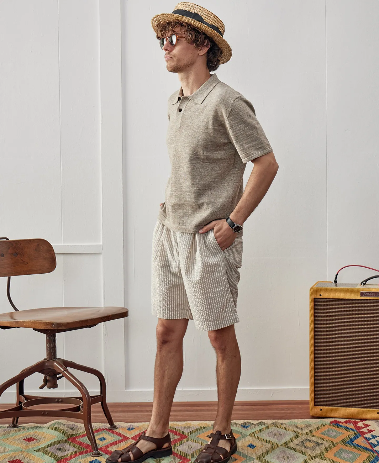 Best High-low Hem Slub Cotton Polo Shirt - Beige Gray Polo Shirts | Short Sleeve T-Shirts