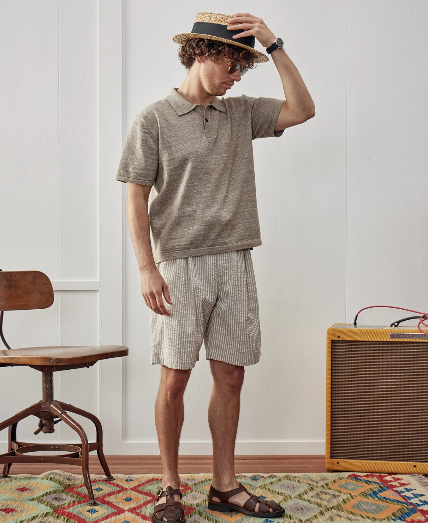 Best High-low Hem Slub Cotton Polo Shirt - Beige Gray Polo Shirts | Short Sleeve T-Shirts