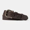 Discount Horseshoe Buckle Leather Belt - Coffee Belts