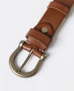 Fashion Horseshoe Buckle Leather Belt - Brown Belts
