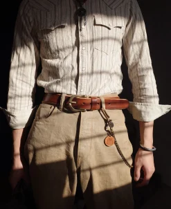 Fashion Horseshoe Buckle Leather Belt - Brown Belts