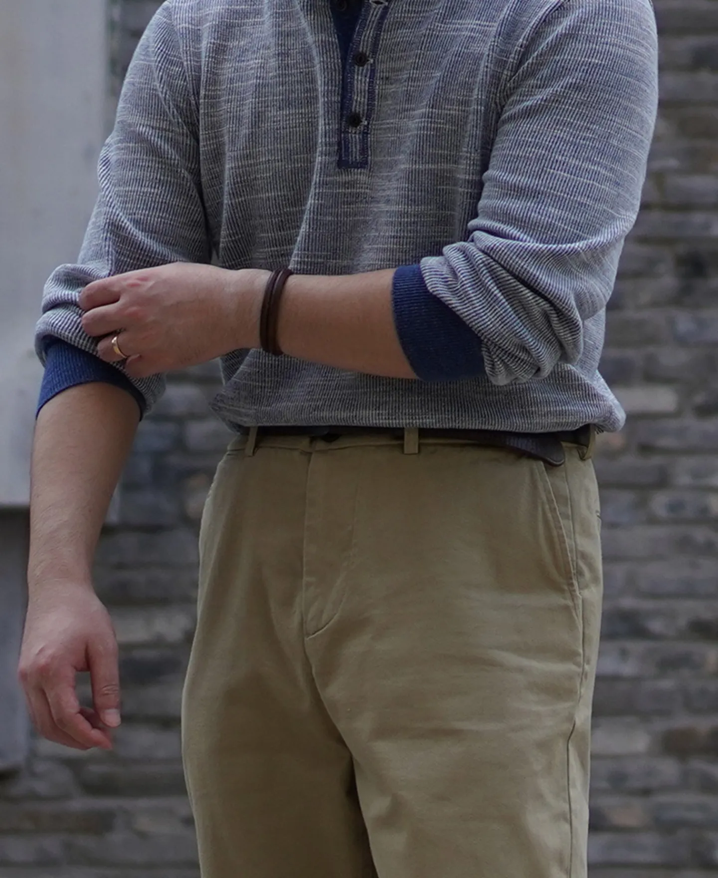 Fashion Indigo Heather Yarns Knitted Henley Shirt Henleys | Long Sleeve T-Shirts
