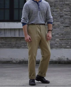 Fashion Indigo Heather Yarns Knitted Henley Shirt Henleys | Long Sleeve T-Shirts