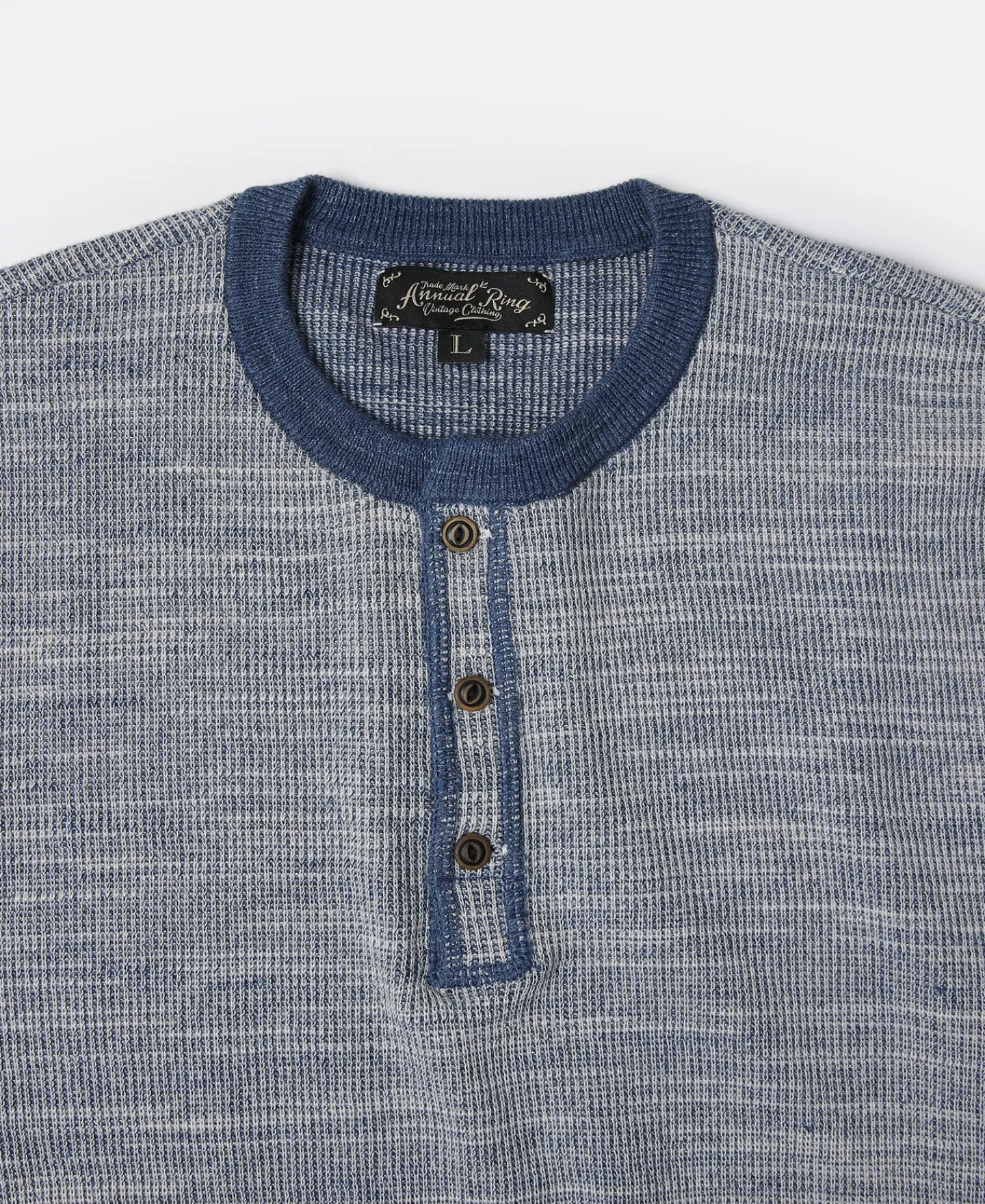 Fashion Indigo Heather Yarns Knitted Henley Shirt Henleys | Long Sleeve T-Shirts