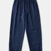 Sale Indigo-Dye Loose Cotton and Linen-Blend Pants Pants&trousers