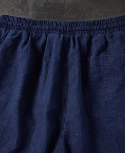 Sale Indigo-Dye Loose Cotton and Linen-Blend Pants Pants&trousers