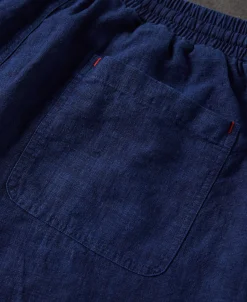Sale Indigo-Dye Loose Cotton and Linen-Blend Pants Pants&trousers