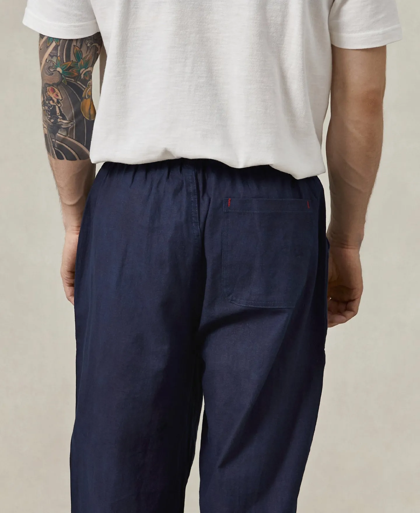 Sale Indigo-Dye Loose Cotton and Linen-Blend Pants Pants&trousers