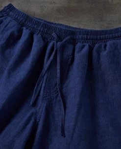 Sale Indigo-Dye Loose Cotton and Linen-Blend Pants Pants&trousers