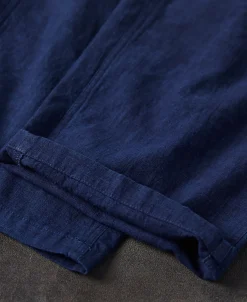 Sale Indigo-Dye Loose Cotton and Linen-Blend Pants Pants&trousers