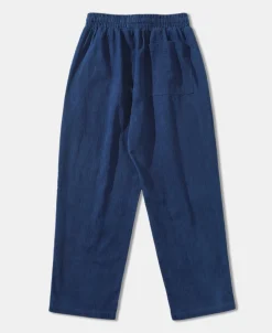 Clearance Indigo-Dye Loose Cotton Herringbone Pants Pants&trousers