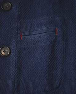 Fashion Indigo-Dyed Sashiko Work Vest Waistcoats