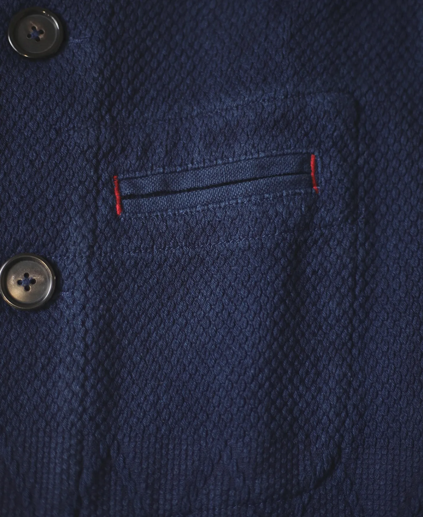 Fashion Indigo-Dyed Sashiko Work Vest Waistcoats