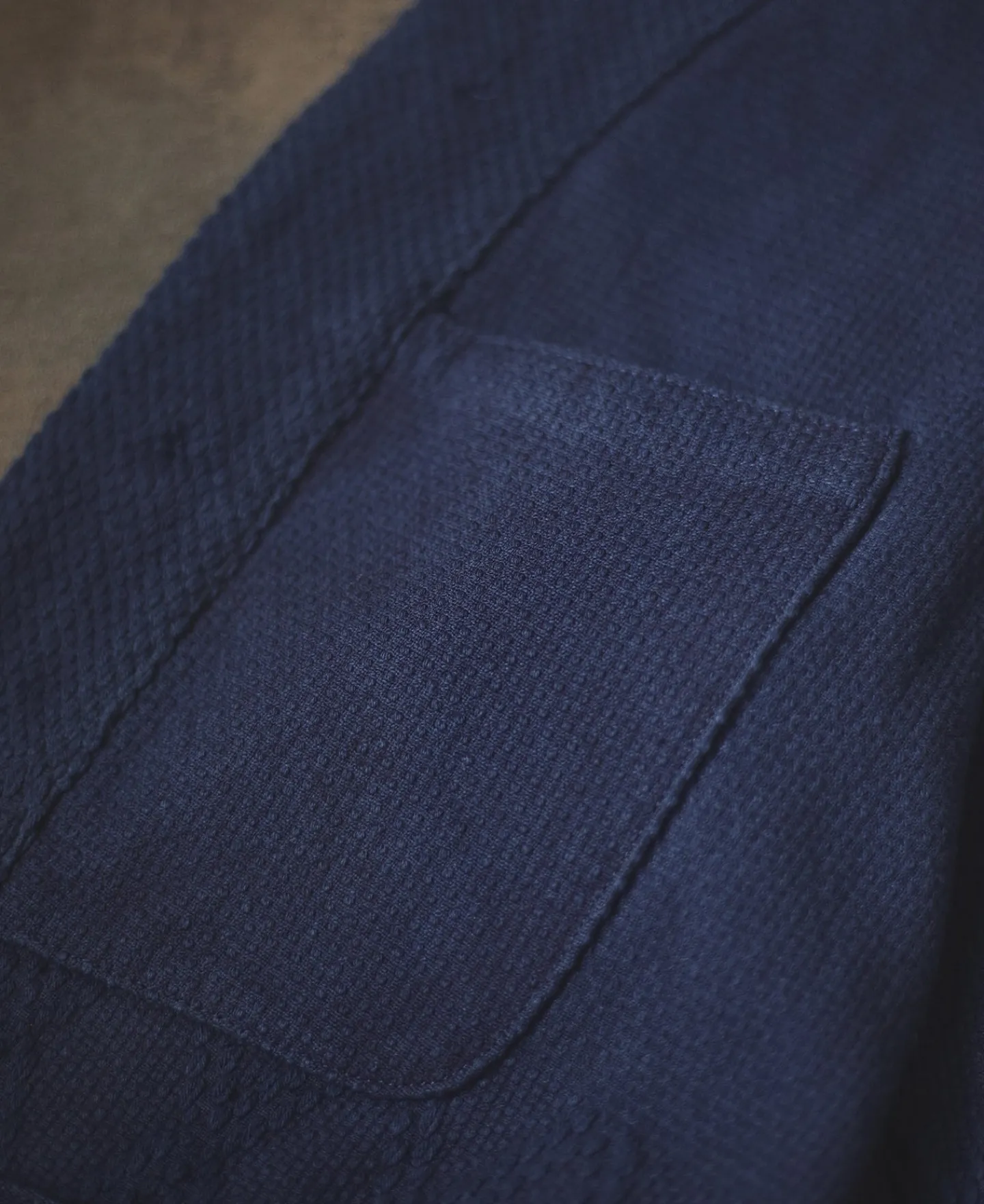 Fashion Indigo-Dyed Sashiko Work Vest Waistcoats