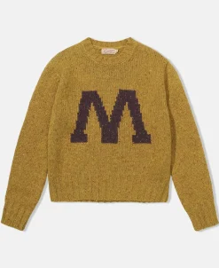 Clearance Ivy League Retro Letter Color Contrast Sweater - Yellow Knitwear&sweaters
