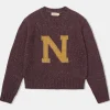 Best Ivy League Retro Letter Color Contrast Sweater - Purple Knitwear&sweaters
