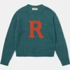 New Ivy League Retro Letter Color Contrast Sweater - Lake Blue Knitwear&sweaters