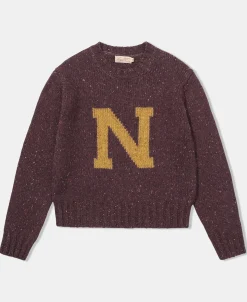 Best Ivy League Retro Letter Color Contrast Sweater - Purple Knitwear&sweaters
