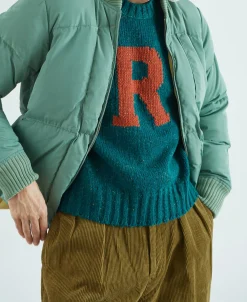 New Ivy League Retro Letter Color Contrast Sweater - Lake Blue Knitwear&sweaters
