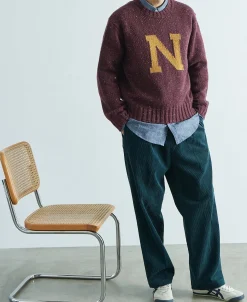 Best Ivy League Retro Letter Color Contrast Sweater - Purple Knitwear&sweaters