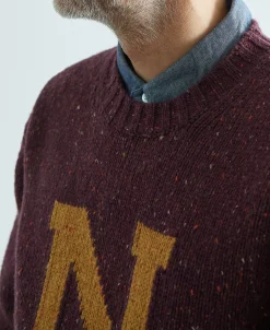 Best Ivy League Retro Letter Color Contrast Sweater - Purple Knitwear&sweaters