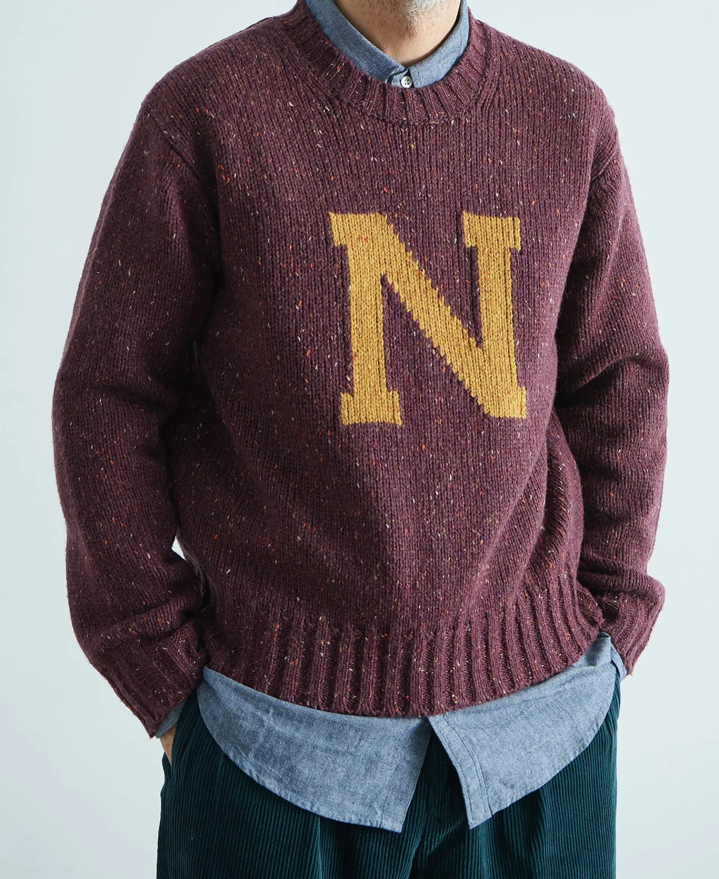 Best Ivy League Retro Letter Color Contrast Sweater - Purple Knitwear&sweaters