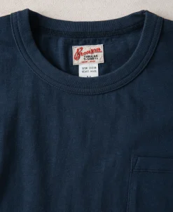 Best Loopwheel Tubular Slub Cotton Pocket T-Shirt - Indigo Short Sleeve T-Shirts | T-shirts