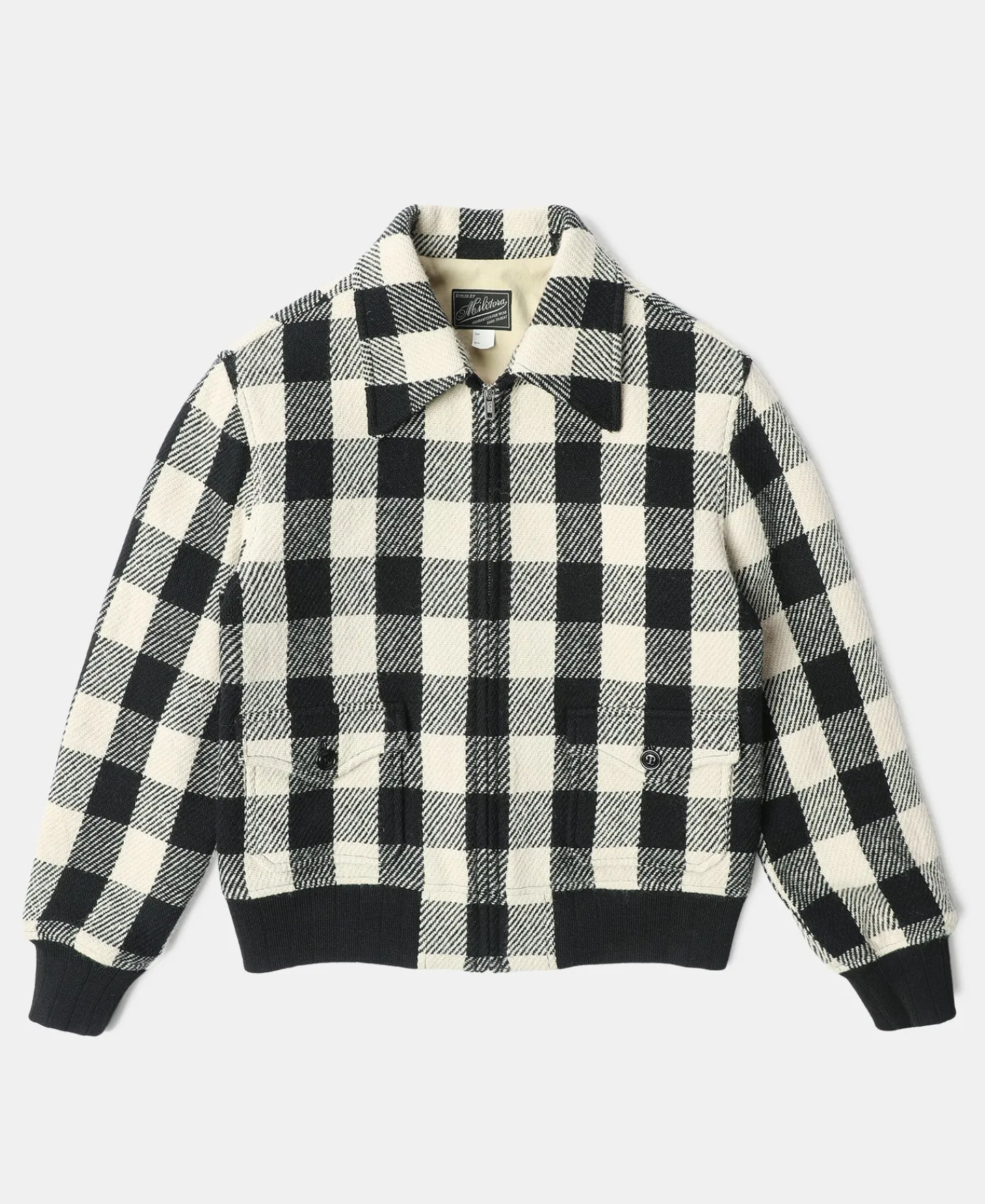 Outlet Lot 356 Buffalo Plaid Wool Ribbed Jacket - White/Black Jackets&coats