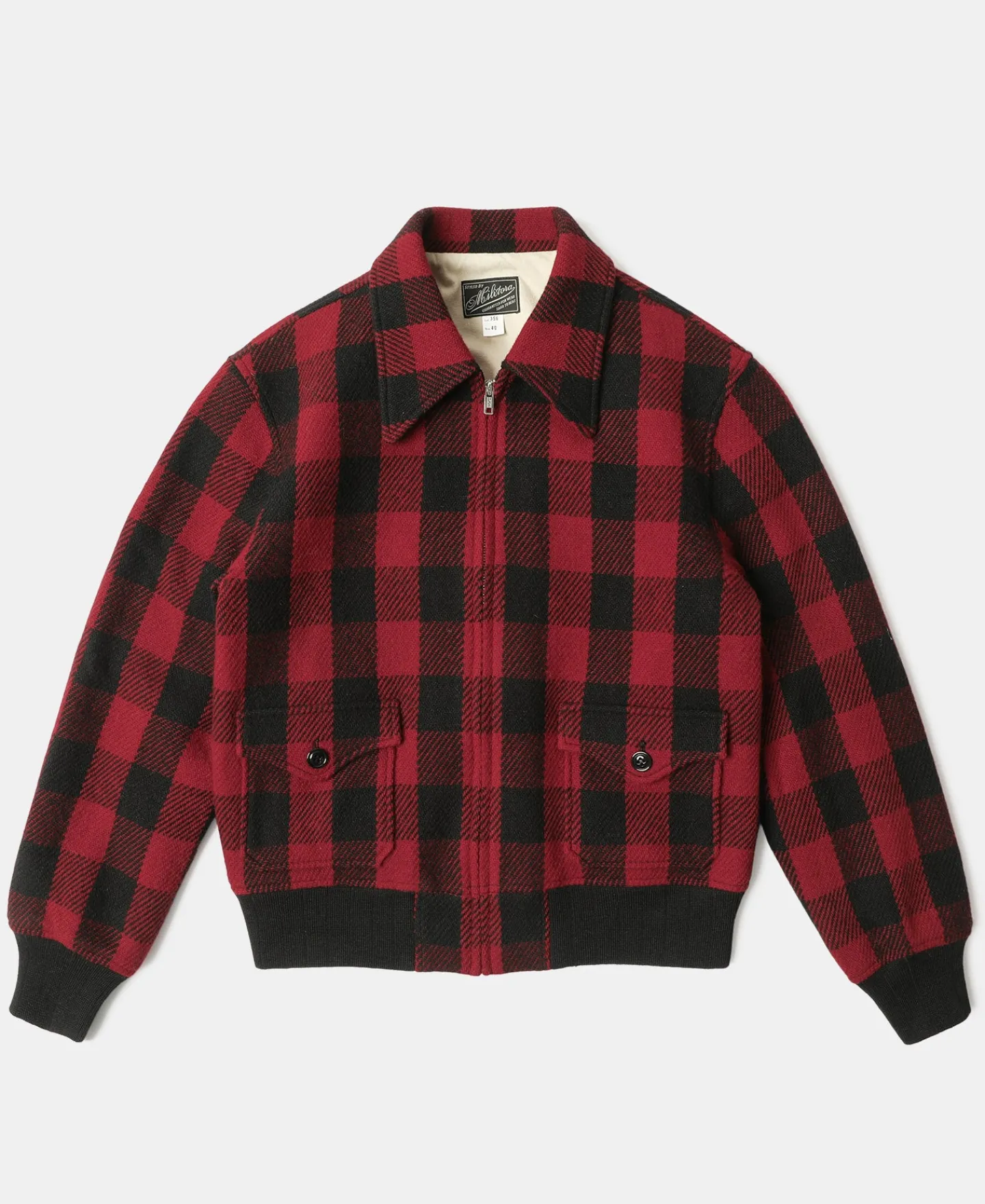Outlet Lot 356 Buffalo Plaid Wool Ribbed Jacket - Red/Black Jackets&coats