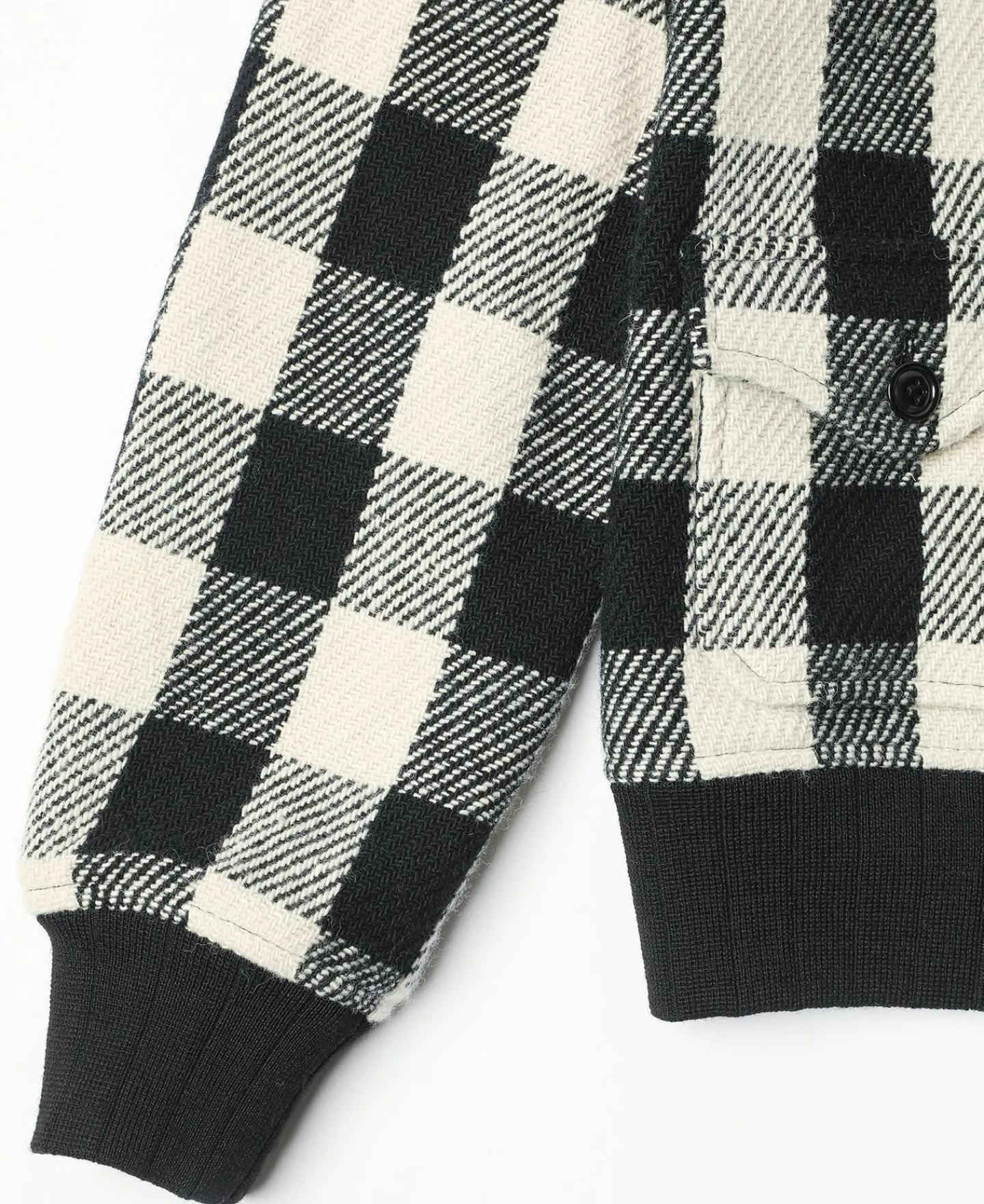 Outlet Lot 356 Buffalo Plaid Wool Ribbed Jacket - White/Black Jackets&coats