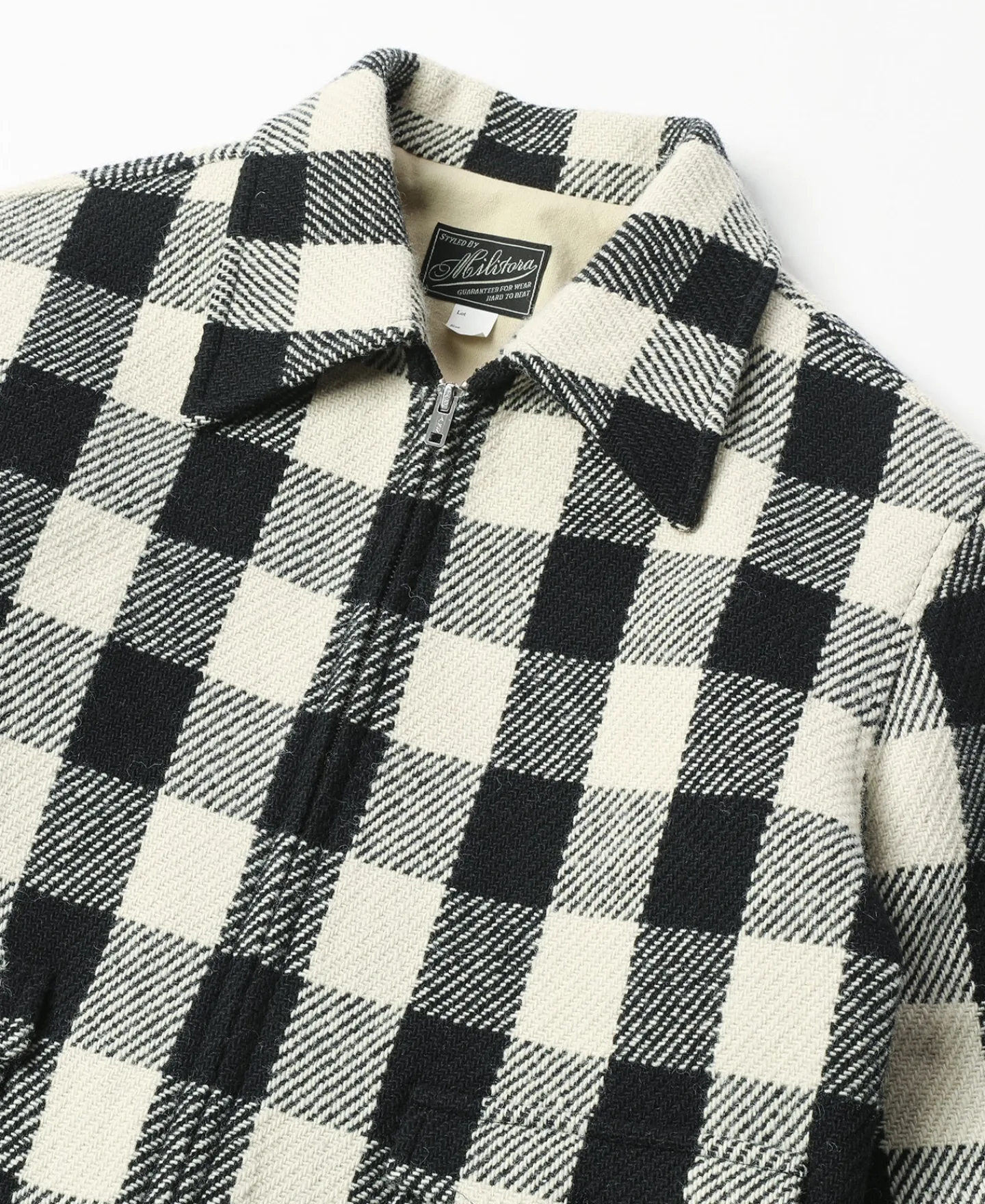 Outlet Lot 356 Buffalo Plaid Wool Ribbed Jacket - White/Black Jackets&coats