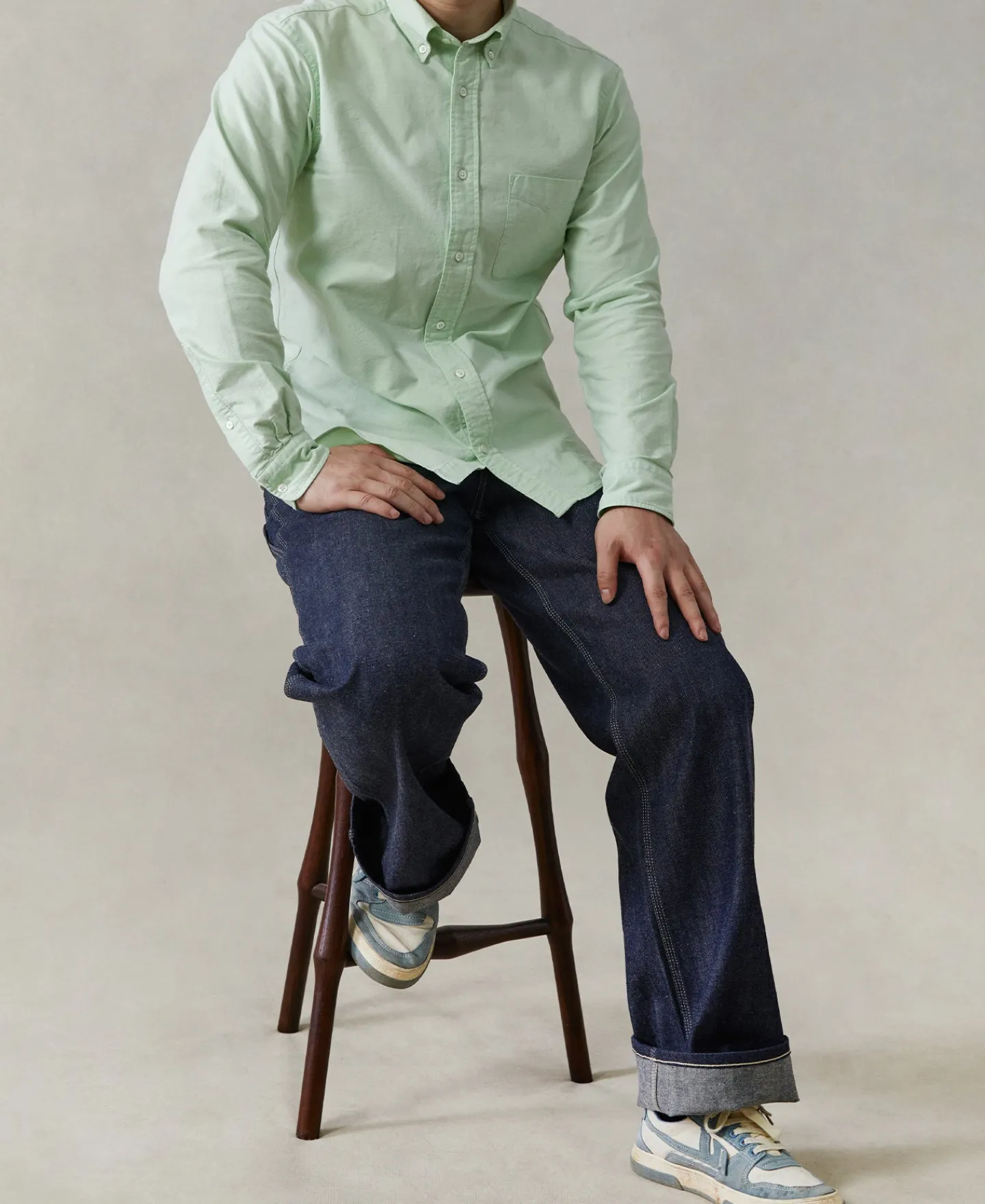 Online Lot 218 Button Down Oxford Shirt - Green Long Sleeve Shirts | Shirts