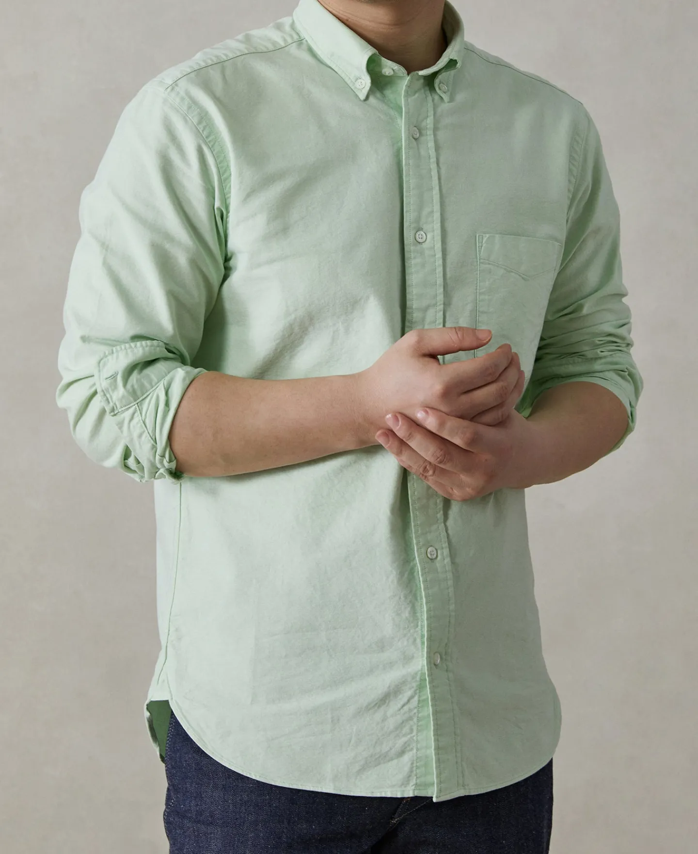 Online Lot 218 Button Down Oxford Shirt - Green Long Sleeve Shirts | Shirts