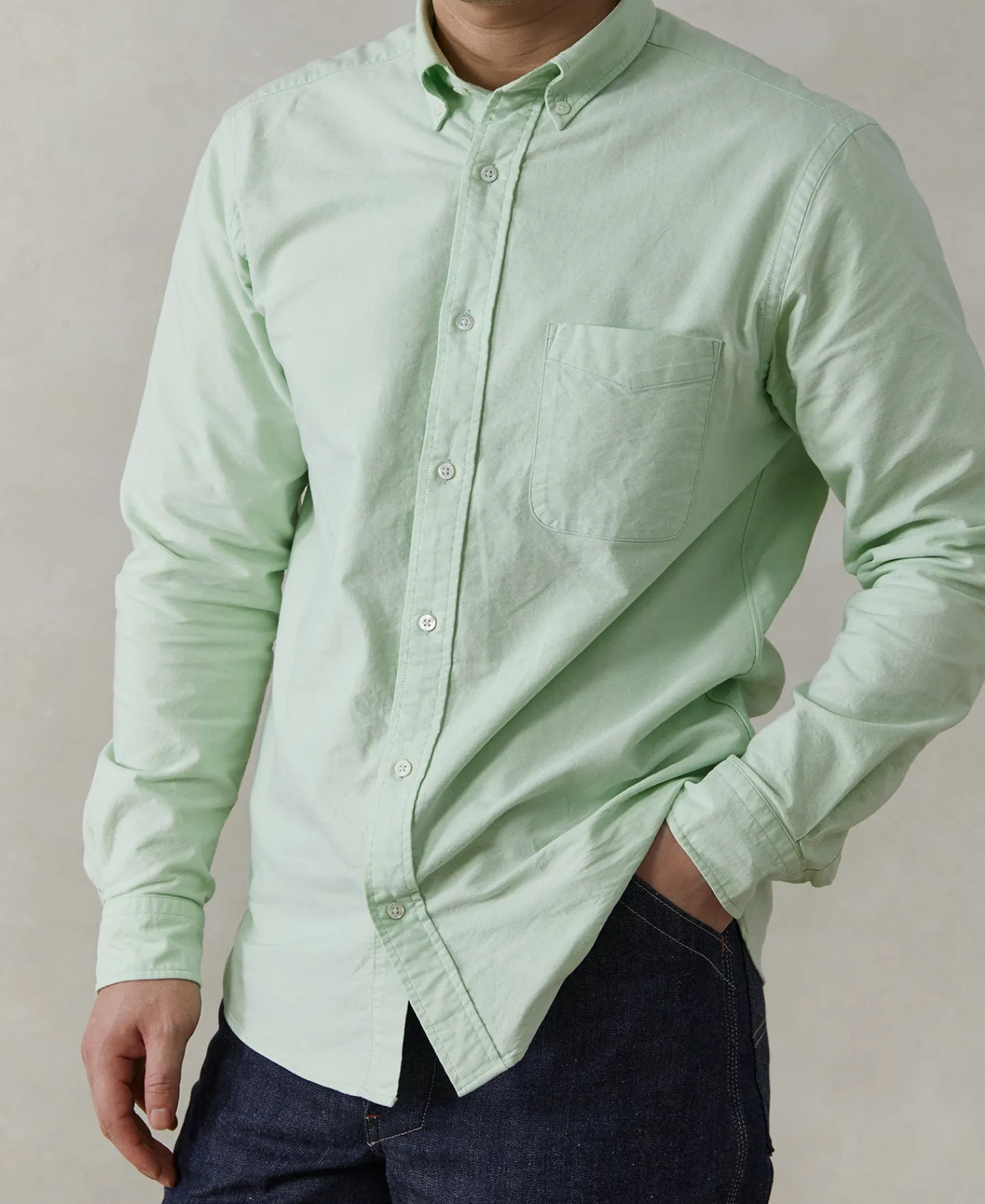 Online Lot 218 Button Down Oxford Shirt - Green Long Sleeve Shirts | Shirts