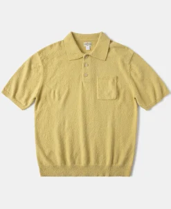 Fashion Lot 917 Cotton-Blend Bouclé Polo Shirt - Yellow Polo Shirts | Short Sleeve T-Shirts