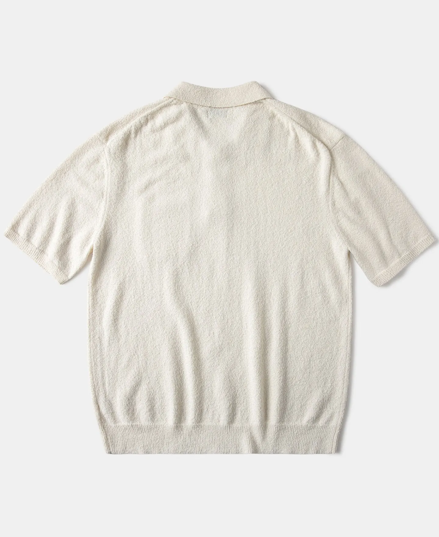 Clearance Lot 917 Cotton-Blend Bouclé Polo Shirt - Cream White Polo Shirts | Short Sleeve T-Shirts