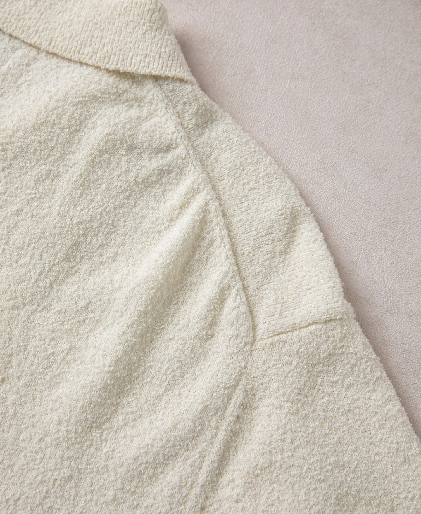 Clearance Lot 917 Cotton-Blend Bouclé Polo Shirt - Cream White Polo Shirts | Short Sleeve T-Shirts
