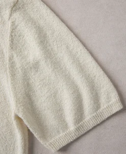 Clearance Lot 917 Cotton-Blend Bouclé Polo Shirt - Cream White Polo Shirts | Short Sleeve T-Shirts