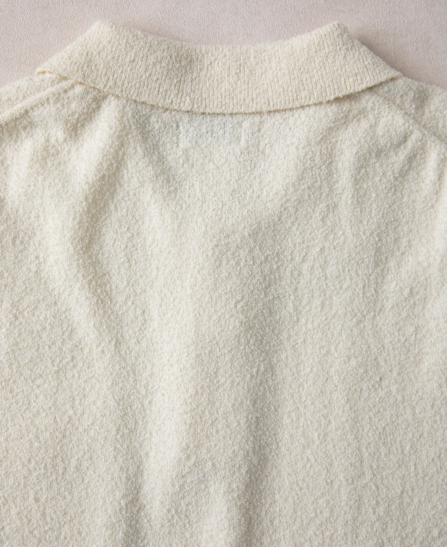 Clearance Lot 917 Cotton-Blend Bouclé Polo Shirt - Cream White Polo Shirts | Short Sleeve T-Shirts