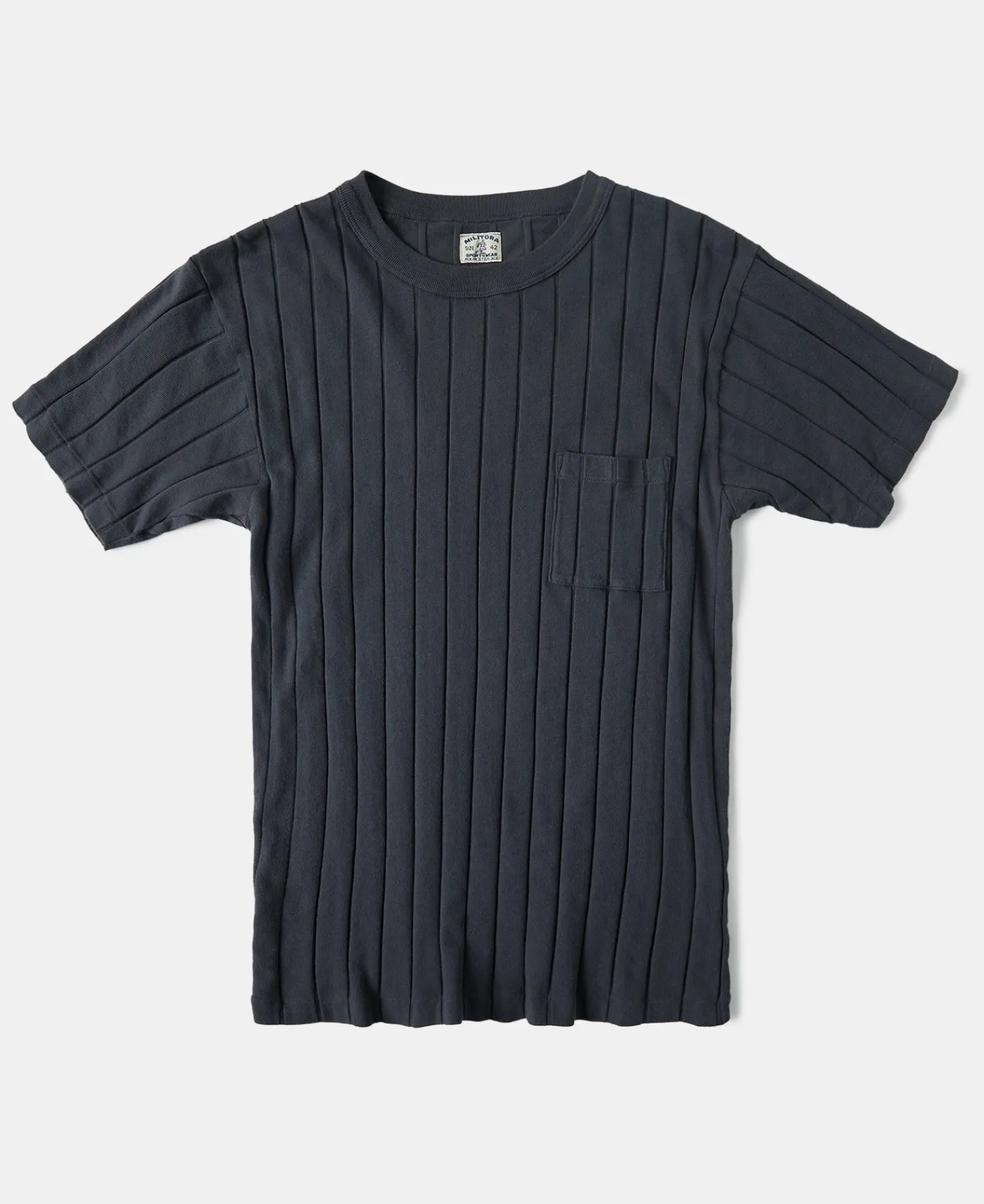 Sale Lot 105 Drop Needle Ribbed Pocket T-Shirt - Dark Gray Short Sleeve T-Shirts | T-shirts