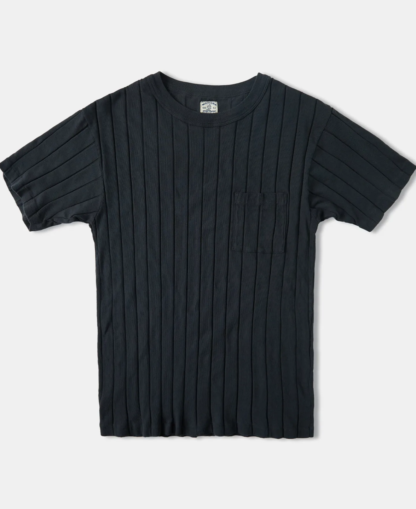 Online Lot 105 Drop Needle Ribbed Pocket T-Shirt - Charcoal Black Short Sleeve T-Shirts | T-shirts